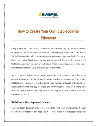 How to Create Your Own Stablecoin on Ethereum