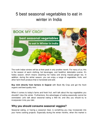 5 best seasonal vegetables to eat in Winter in India