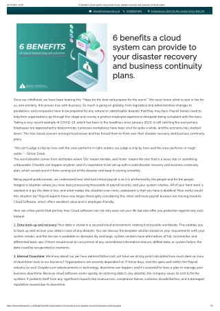 6 benefits a cloud system can provide to your disaster recovery and business continuity plans_