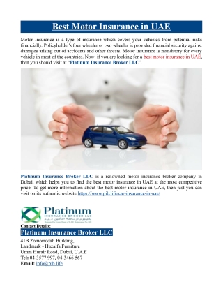 Best Motor Insurance in UAE