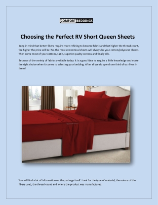 Choosing the Perfect RV short queen sheets