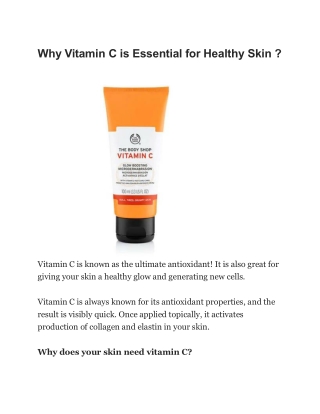 Why Vitamin C is Essential for Healthy Skin