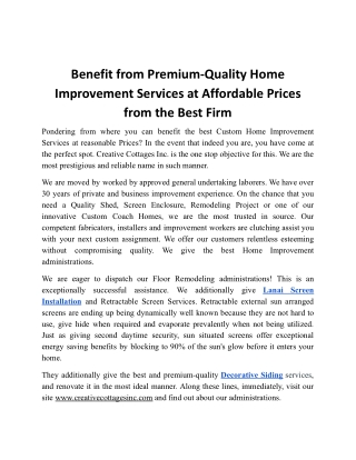 Benefit from Premium-Quality Home Improvement Services at Affordable Prices from the Best Firm.docx