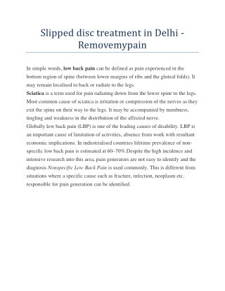 Slipped disc treatment in Delhi - Removemypain