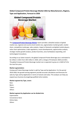 Global Compound Protein Beverage Market Research Report 2021-2026