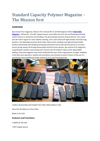 Standard Capacity Polymer Magazine - The Mission first