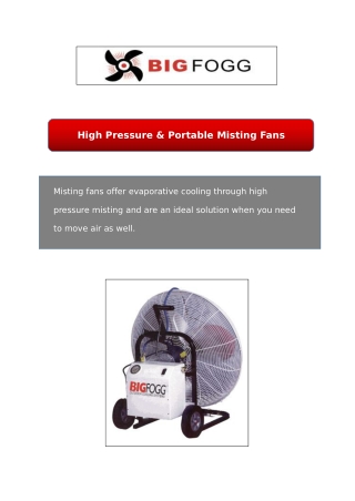 High Pressure And Portable Misting Fans | Big Fogg