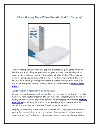 Which Memory Foam Pillow Brand is best For Sleeping