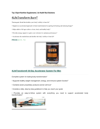 Top 3 Sport Nutrition Supplements