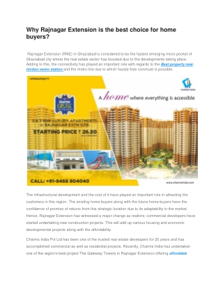 Why Rajnagar Extension is the best choice for home buyers