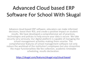 Advanced Cloud based ERP Software For School With skugal