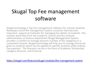 Skugal Top Fee management software