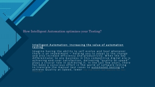 How Intelligent Automation optimizes your Testing