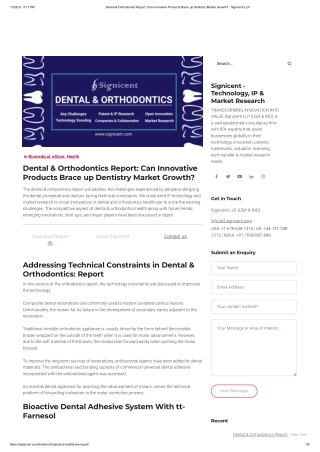 Dental & Orthodontics Report- Signicent LLP