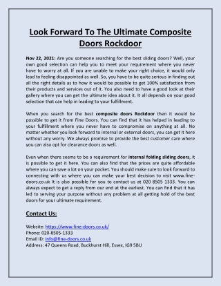 Look Forward To The Ultimate Composite Doors Rockdoor