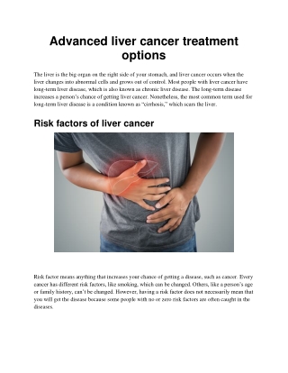 Advanced liver cancer treatment options