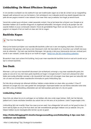 Backlinks - Goede Linkbuilding Bureau Voor De Ondernemer