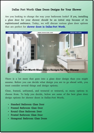 shower door installation and designs service in Dallas