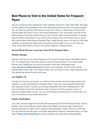 Best Places to Visit in the United States for Frequent Flyers