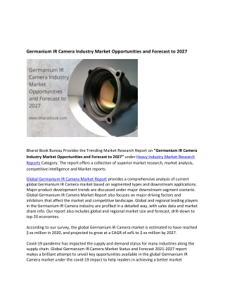 Global Germanium IR Camera Industry Market Research Report 2021-2027