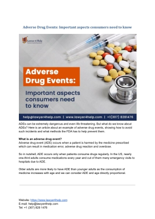 Adverse Drug Events_ Important aspects consumers need to know