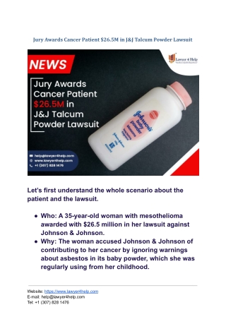 Jury Awards Cancer Patient $26.5M in J&J Talcum Powder Lawsuit