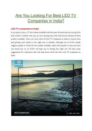 Are You Looking For Best LED TV Companies in India
