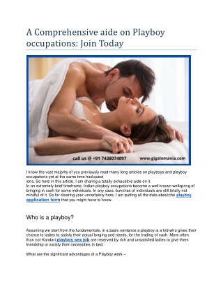 A Comprehensive aide on Playboy occupations Join Today