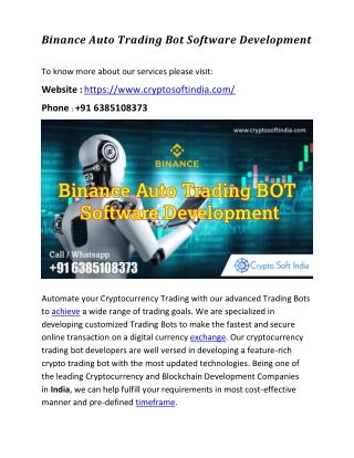 Binance Auto Trading BOT Software Development