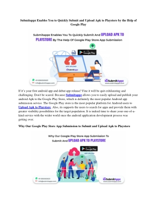Submitappz Enables You To Quickly Submit And Upload Apk to Playstore By The Help Of Google Play