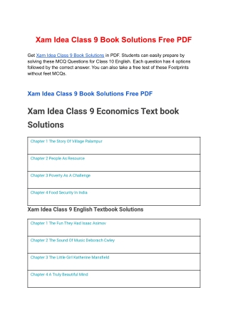 Xam Idea Class 9 Book Solutions Free PDF