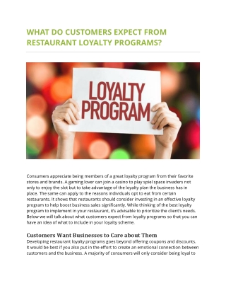 What Do Customers Expect from Restaurant Loyalty Programs?