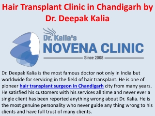Hair Transplant Clinic in Chandigarh by Dr. Deepak Kalia