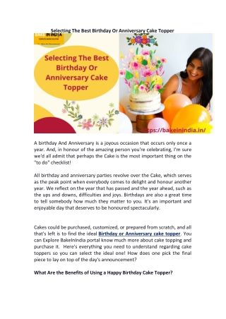Selecting The Best Birthday Or Anniversary Cake Topper