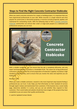 Steps to Find the Right Concrete Contractor Etobicoke