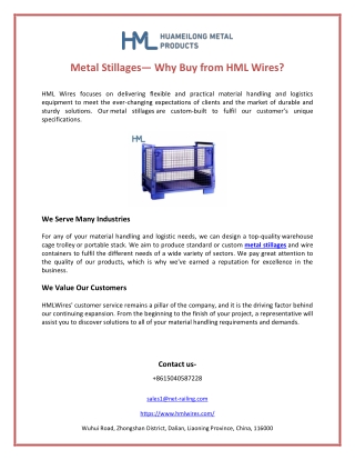 Metal Stillages— Why Buy from HML Wires