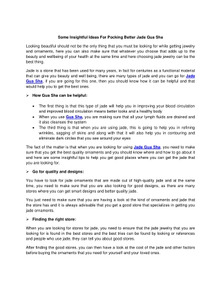 Some Insightful Ideas For Pocking Better Jade Gua Sha