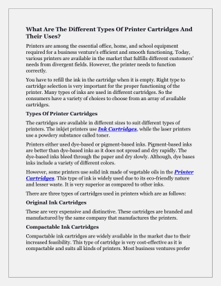 What Are The Different Types Of Printer Cartridges And Their Uses?
