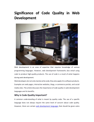 Significance of Code Quality in Web Development