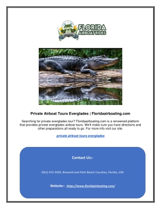 Private Airboat Tours Everglades | Floridaairboating.com