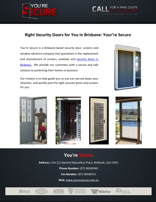 Right Security Doors for You in Brisbane: Your’re Secure