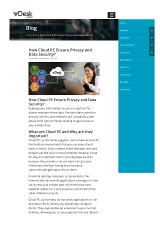 How Cloud PC Ensure Privacy and Data Security?