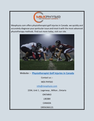 Physiotherapist Golf Injuries in Canada | Mexphysio.com