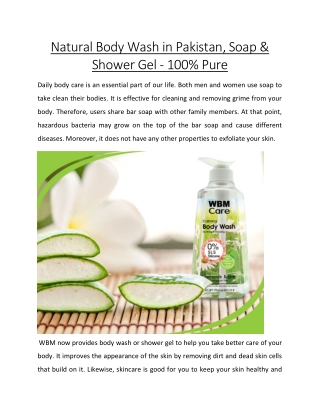 100% Pure Natural Body Wash in Pakistan, Soap & Shower Gel