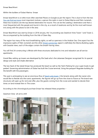 Marina Vista Emaar Beachfront