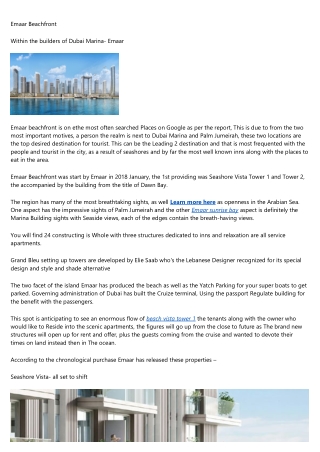 Emaar Beachfront Location