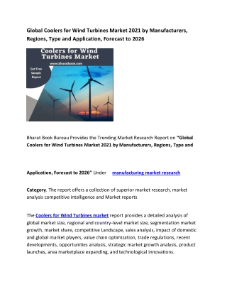 Global Coolers for Wind Turbines Market 2021 and Forecast to 2026