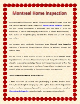 Montreal Home Inspection