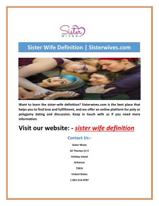 Sister Wife Definition | Sisterwives.com
