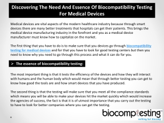 Discovering The Need And Essence Of Biocompatibility Testing For Medical Devices